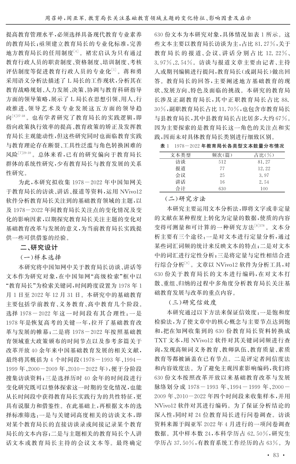 教育局长关注基础教育领域主题的变化特征、影响因素及启示——基于中国知网630份文本的NVivo编码分析.pdf_第2页