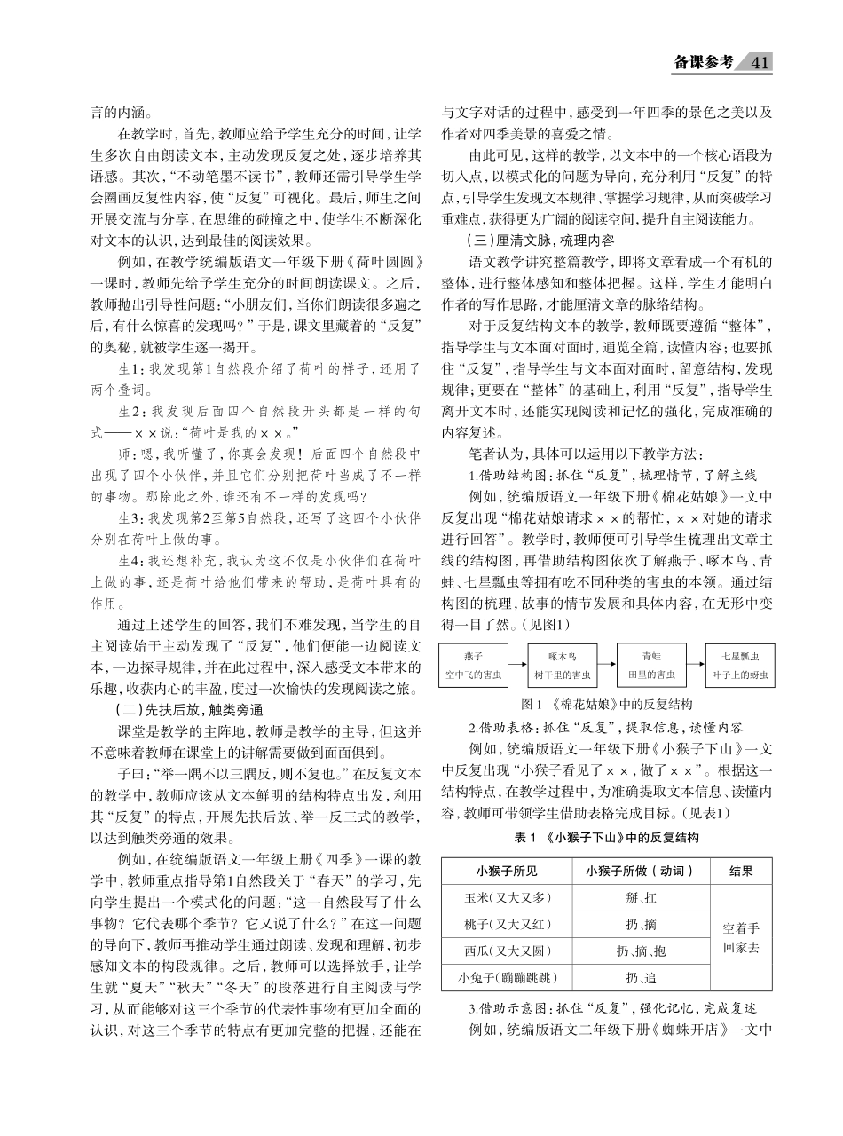 紧扣“反复”特质 搭建阅读桥梁——例谈小学低年级语文反复结构文本教学.pdf_第2页