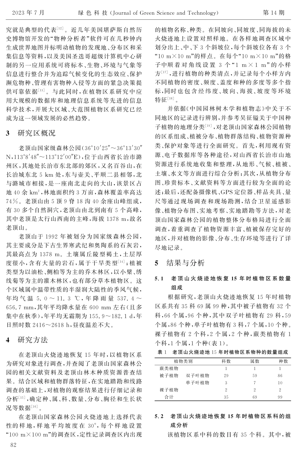 老顶山火烧迹地恢复15年时植物区系特征研究.pdf_第3页