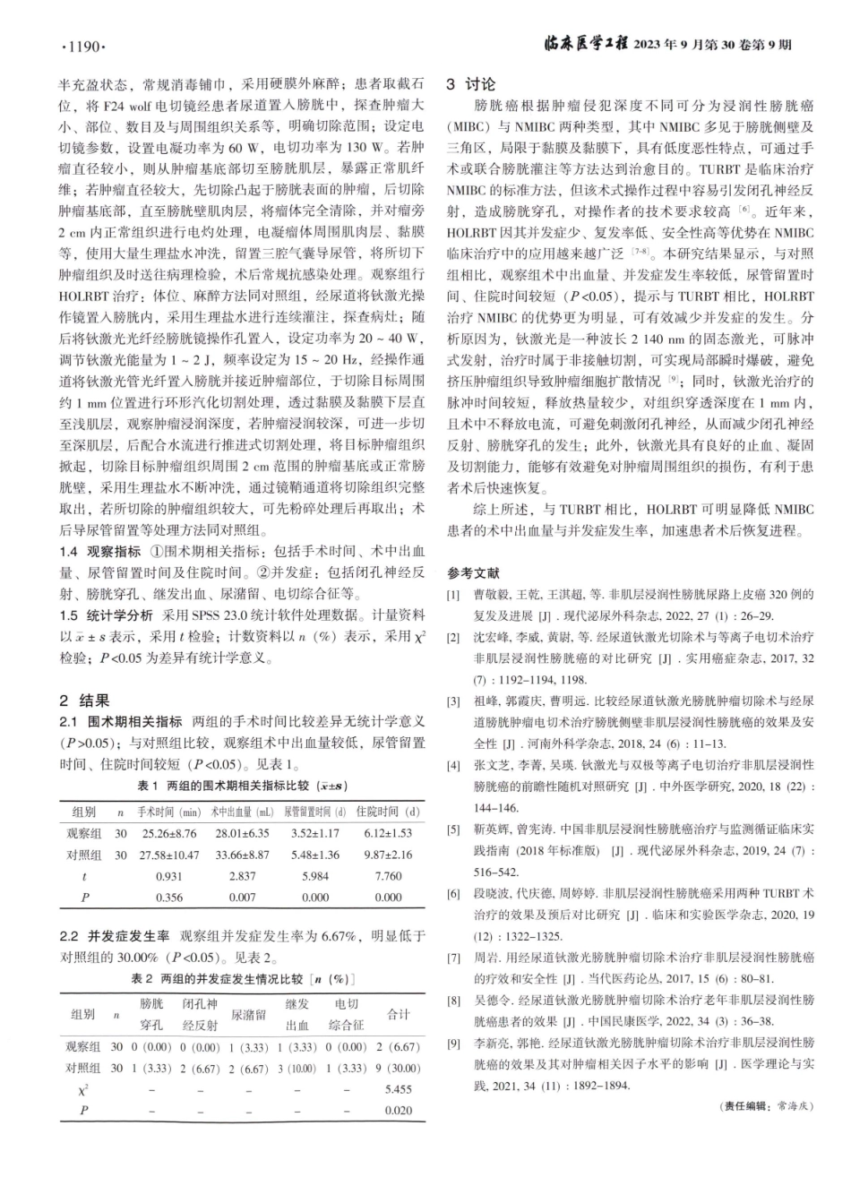 经尿道钬激光膀胱肿瘤切除术与经尿道膀胱肿瘤等离子电切术治疗非肌层浸润性膀胱癌的效果对比.pdf_第2页