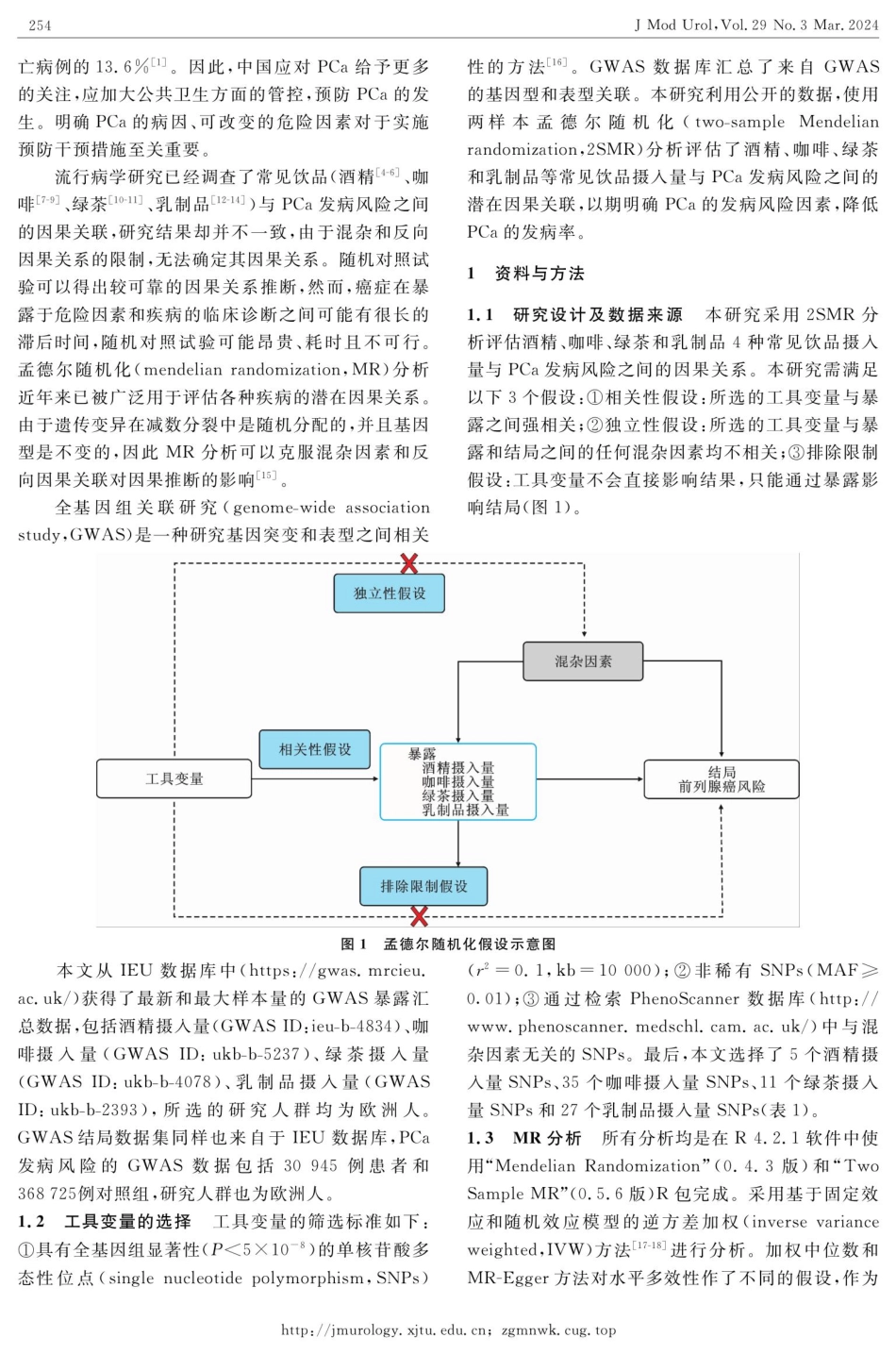 酒精、咖啡、绿茶和乳制品的摄入量与前列腺癌的关联：两样本孟德尔随机化研究.pdf_第2页