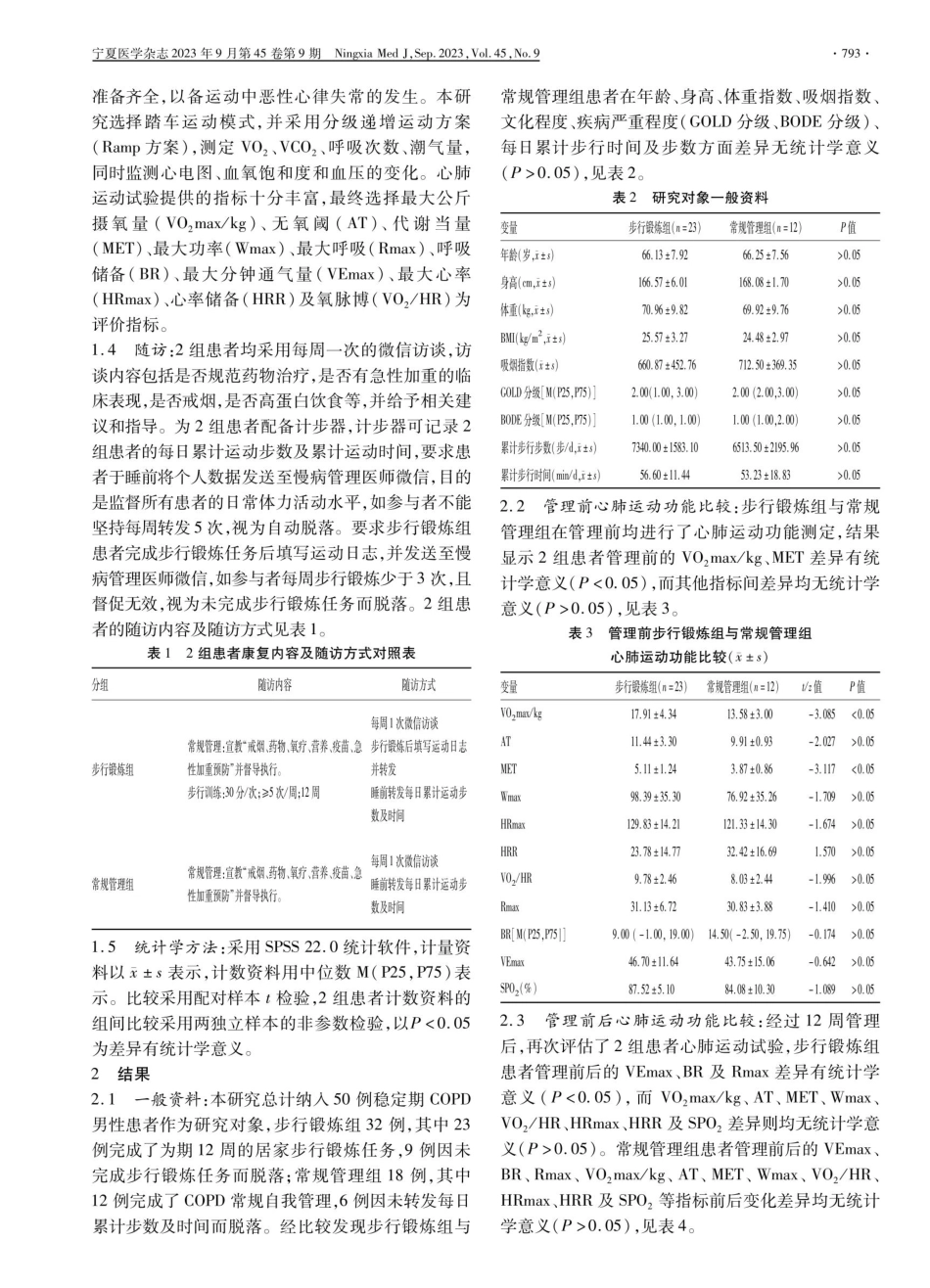 居家步行锻炼对COPD患者心肺运动功能的影响.pdf_第3页