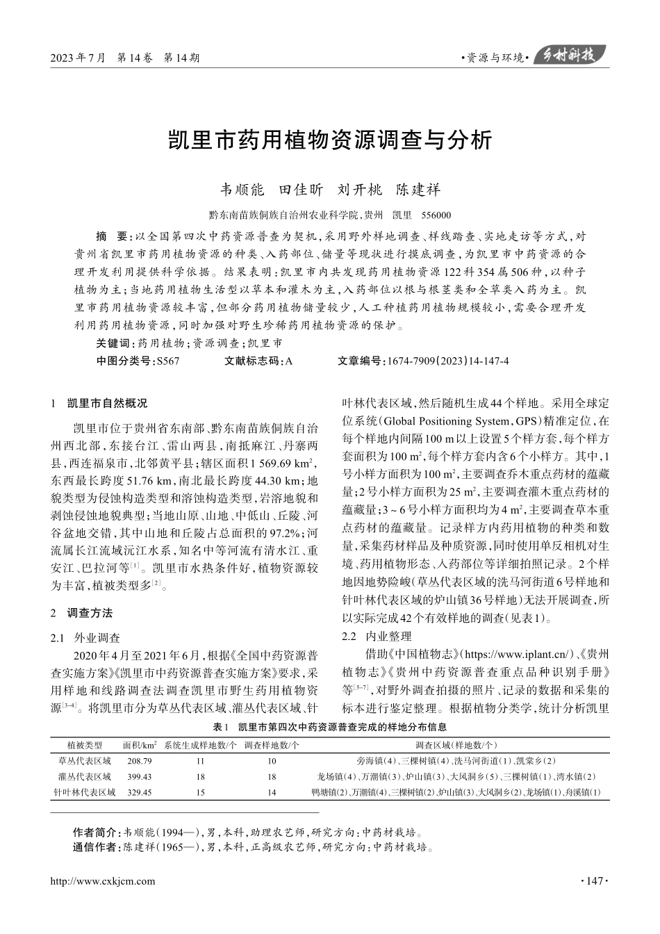 凯里市药用植物资源调查与分析.pdf_第1页
