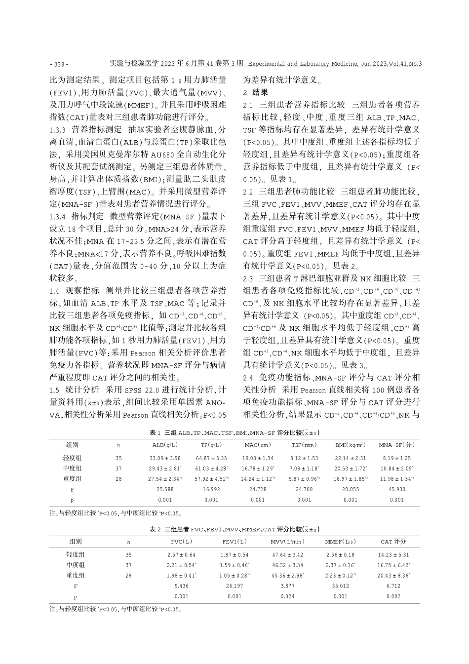 老年尘肺患者免疫功能、营养状况变化及其与病情的相关性.pdf_第2页