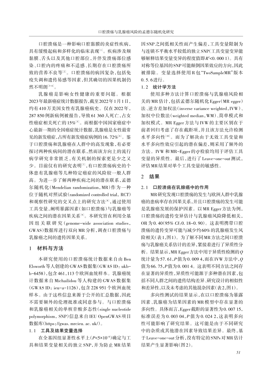 口腔溃疡与乳腺癌风险的孟德尔随机化研究.pdf_第2页