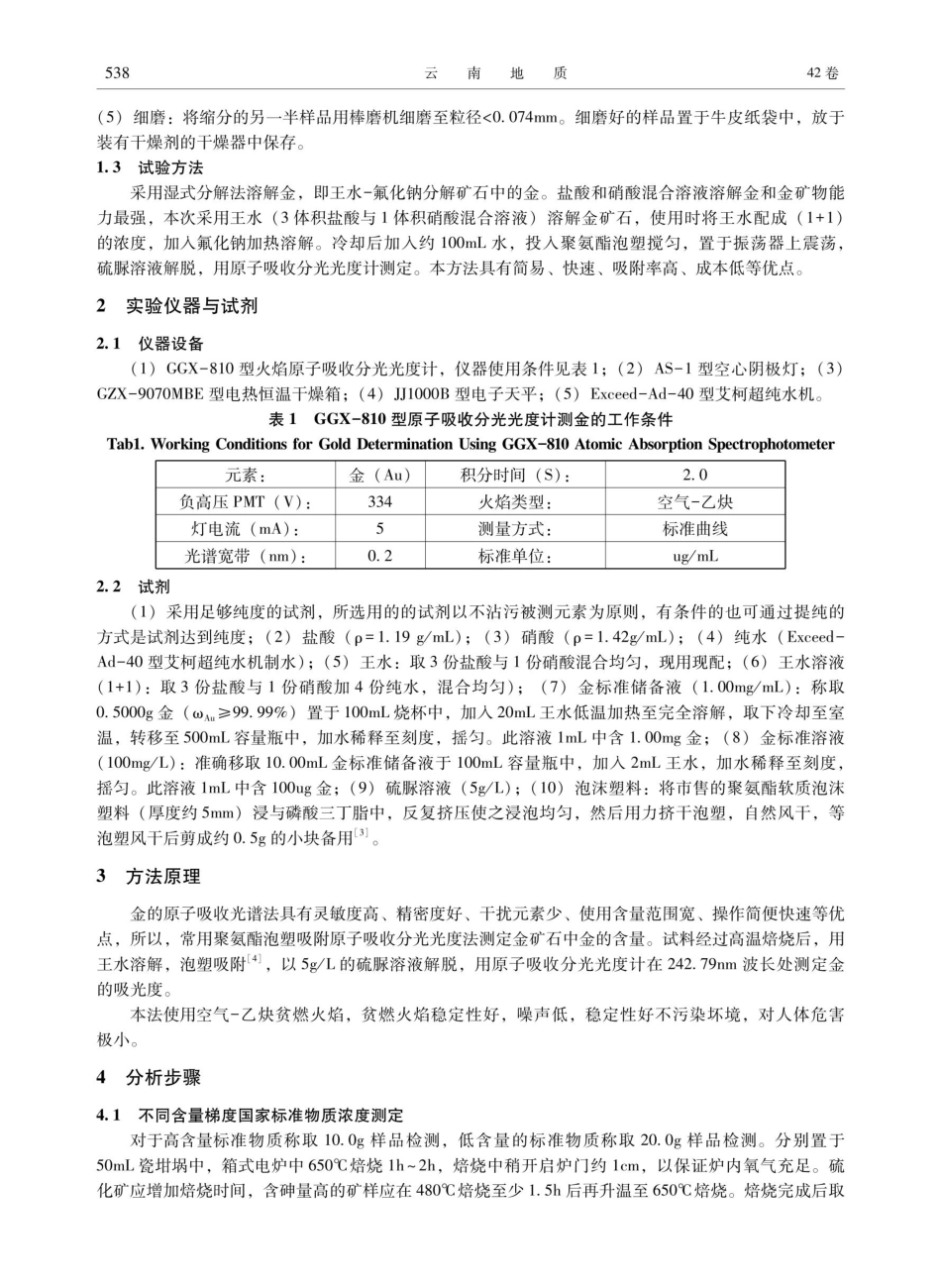 王水分解泡塑吸附原子吸收分光光度法测定金.pdf_第2页