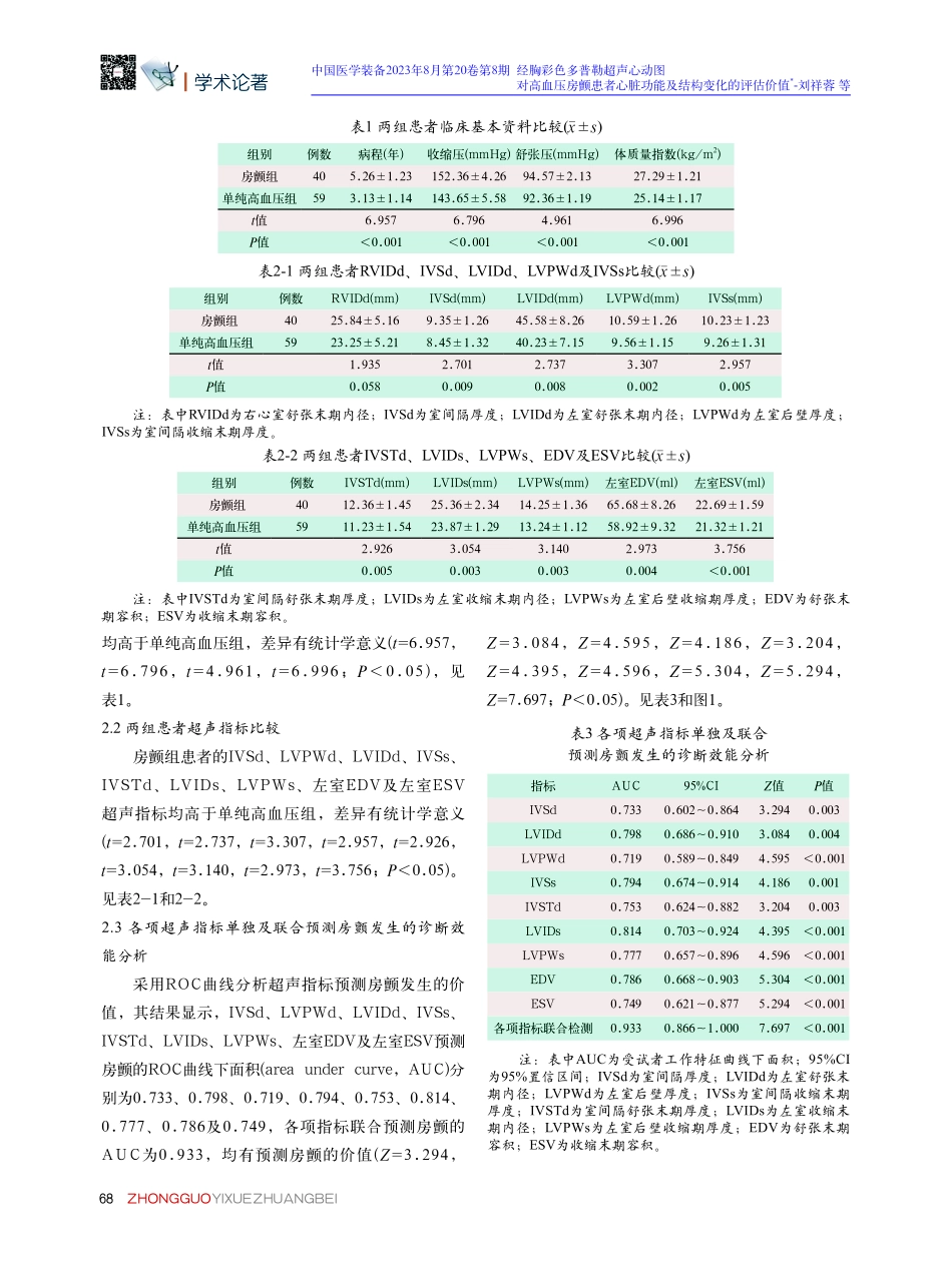 经胸彩色多普勒超声心动图对高血压房颤患者心脏功能及结构变化的评估价值.pdf_第3页