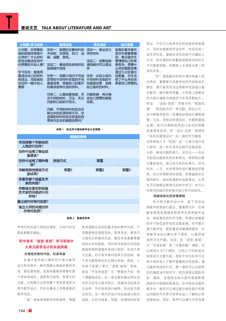 聚焦大单元教学设计在初中美术“造型·表现”领域中的运用.pdf_第2页