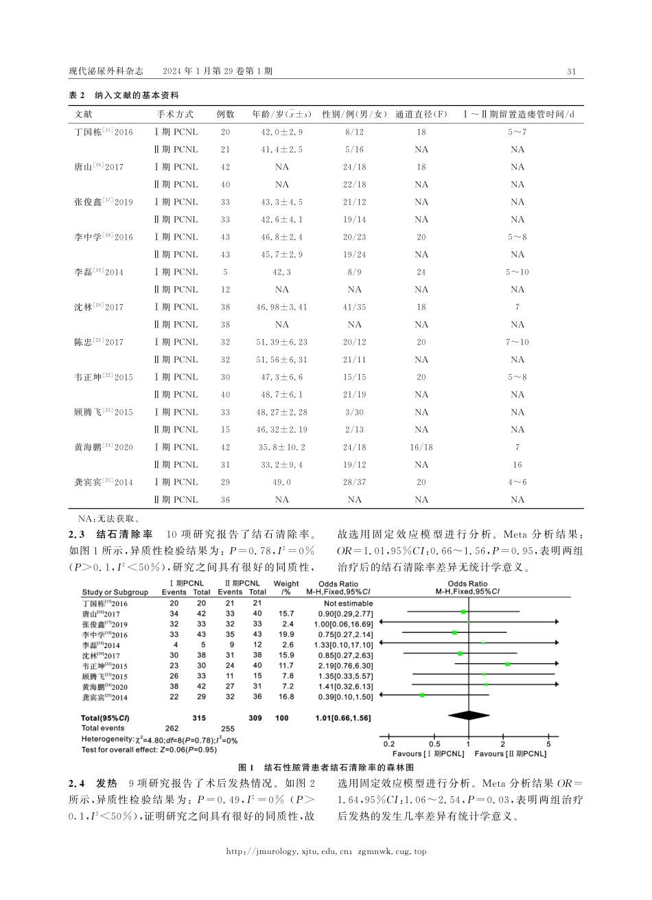 经皮肾镜取石术分期治疗结石性脓肾临床效果的Meta分析.pdf_第3页