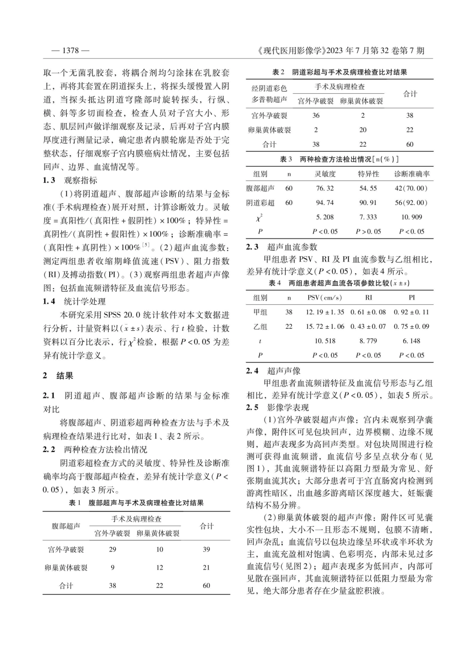 经阴道彩色多普勒超声对鉴别诊断宫外孕破裂与卵巢黄体破裂的临床意义.pdf_第2页