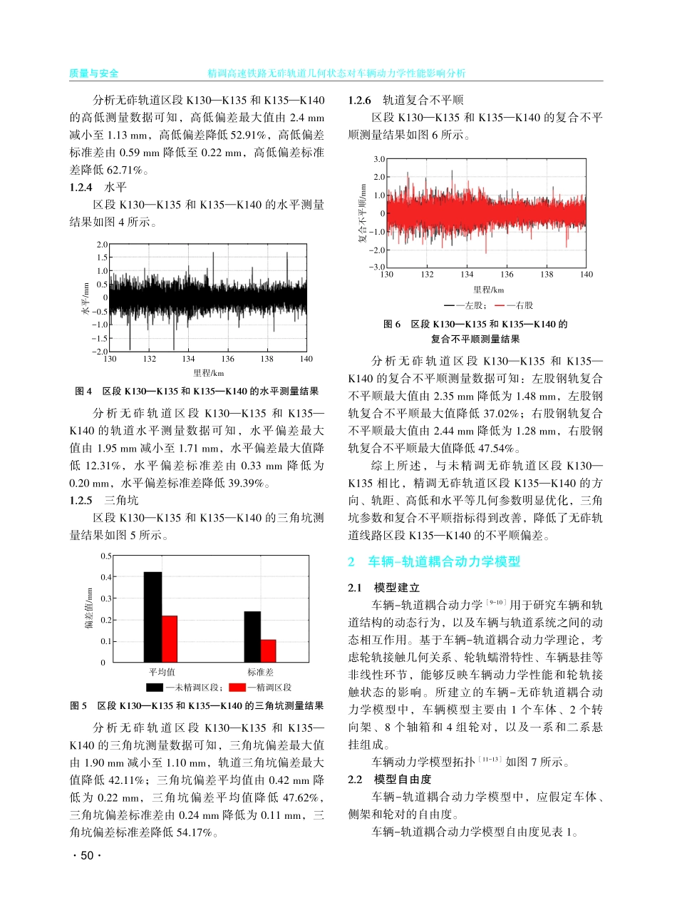 精调高速铁路无砟轨道几何状态对车辆动力学性能影响分析.pdf_第3页
