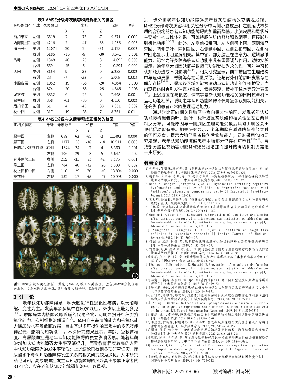 老年认知功能障碍与高尿酸血症及脑灰质结构改变的关系研究.pdf_第3页