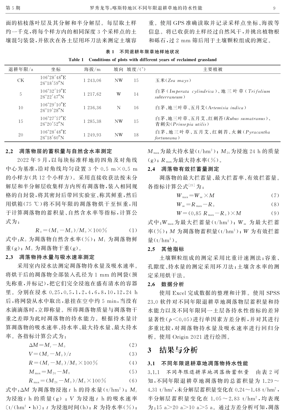 喀斯特地区不同年限退耕草地的持水性能.pdf_第3页