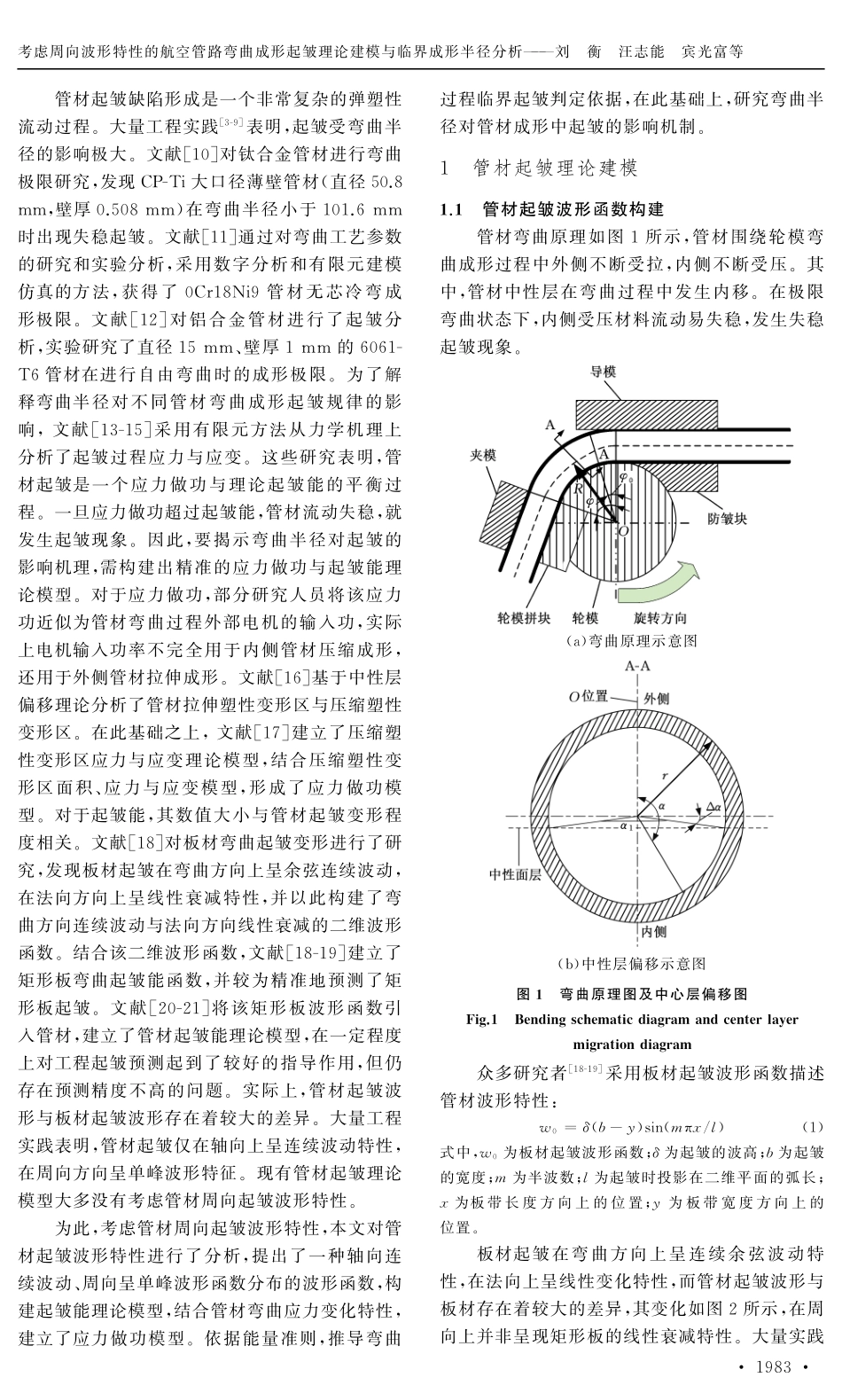考虑周向波形特性的航空管路弯曲成形起皱理论建模与临界成形半径分析.pdf_第2页