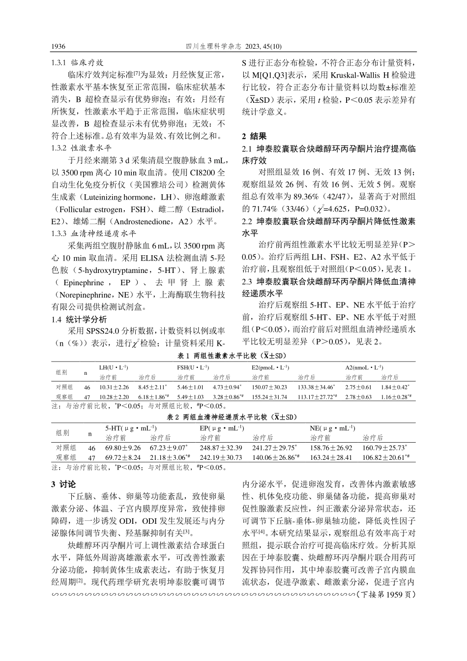 坤泰胶囊联合炔雌醇环丙孕酮片治疗对排卵障碍性不孕患者性激素水平及妊娠成功率的影响.pdf_第2页