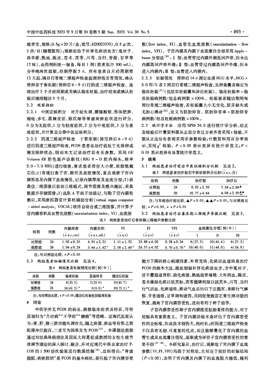 经阴道三维超声评价补肾化痰活血方对PCOS-IR不孕症患者子宫内膜容受性的改善作用.pdf_第2页