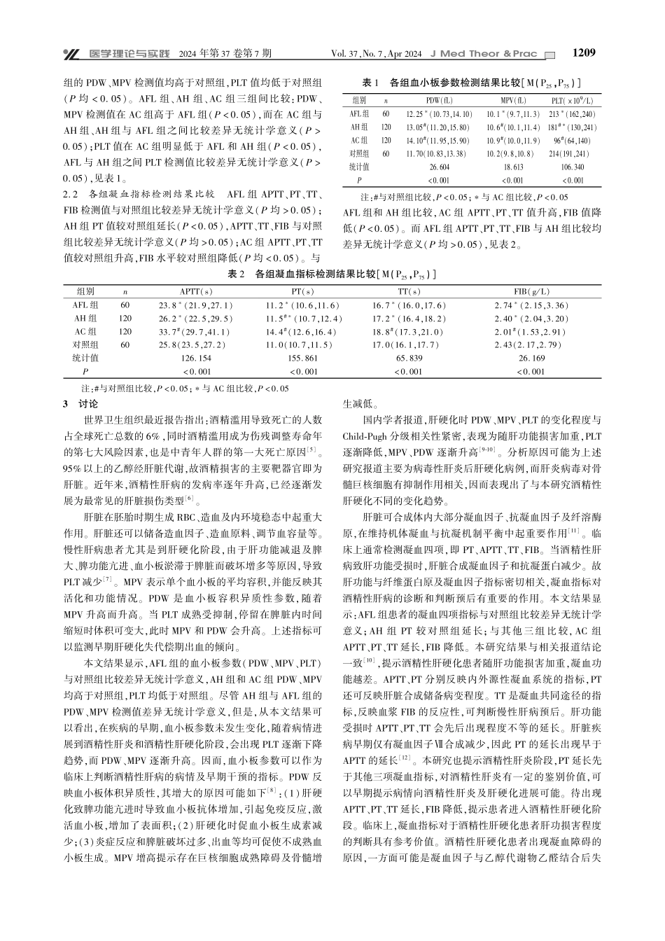 酒精性肝病患者血小板参数和凝血指标的变化及意义.pdf_第2页