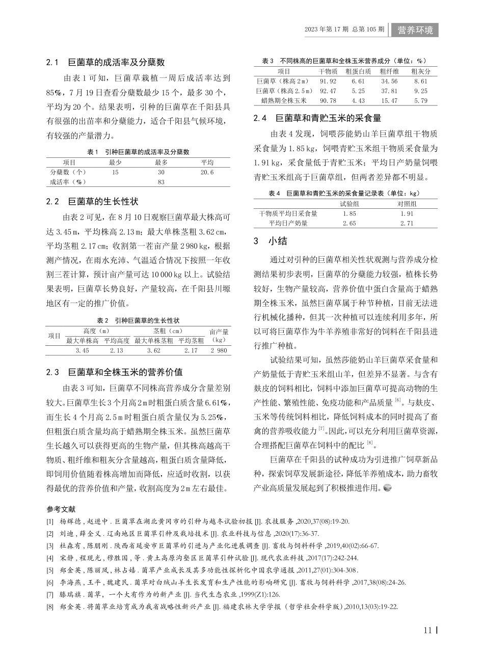 巨菌草在千阳县的引种试验分析.pdf_第2页