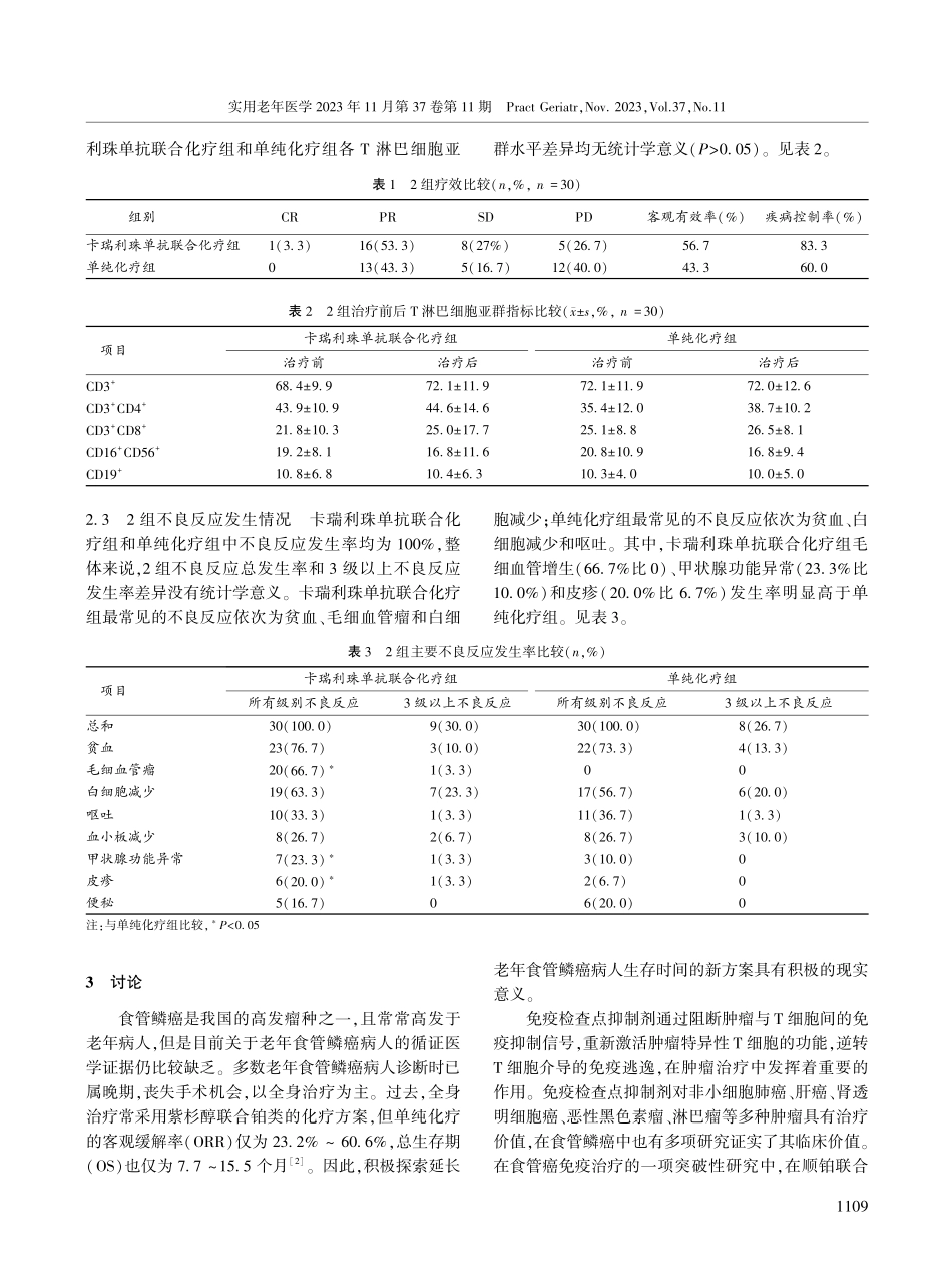 卡瑞利珠单抗联合化疗治疗老年晚期食管鳞癌疗效分析.pdf_第3页