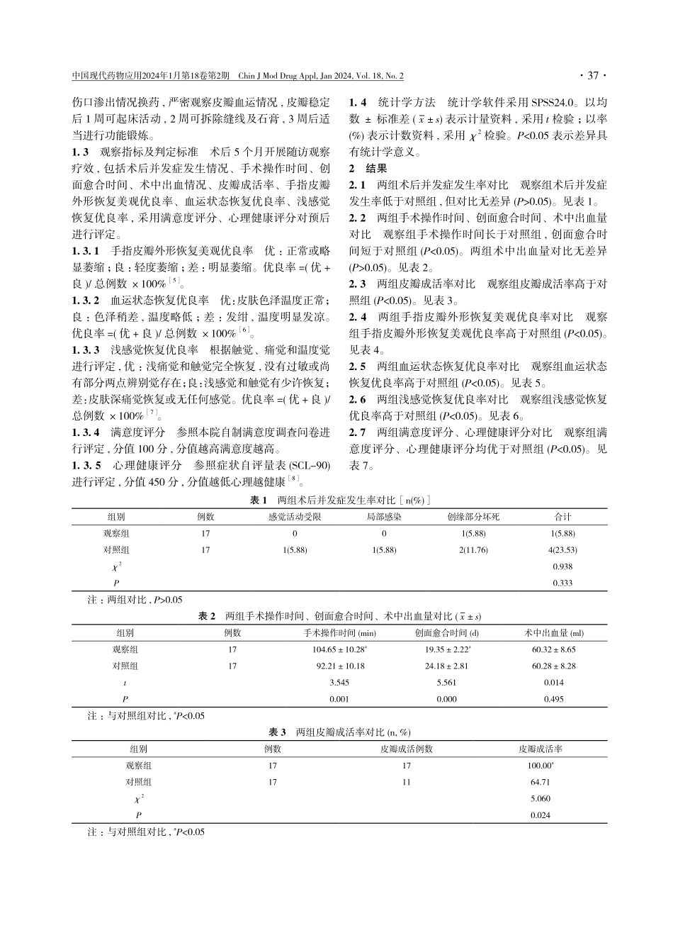 腕横纹桡动脉掌浅支游离皮瓣移植修复手指软组织缺损的疗效观察.pdf_第3页
