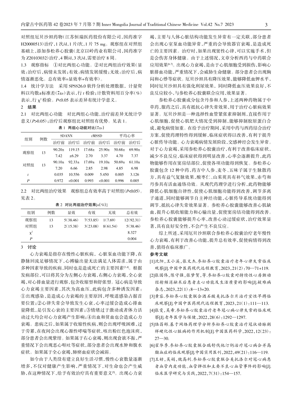 老年慢性心力衰竭应用厄贝沙坦联合参松养心胶囊治疗的临床效果.pdf_第2页