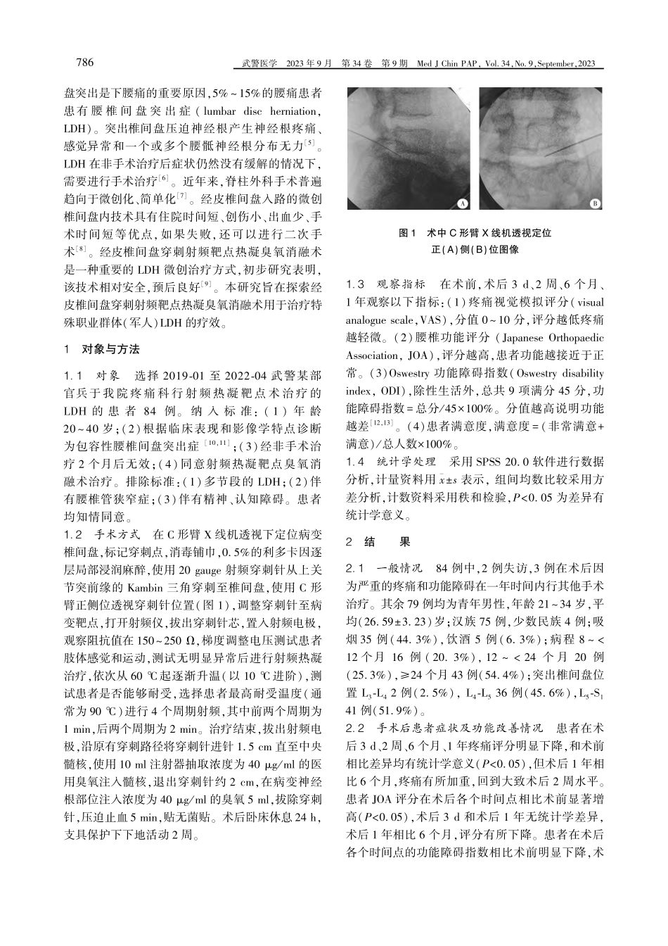 经皮椎间盘穿刺射频靶点热凝臭氧消融术治疗腰椎间盘突出症的疗效.pdf_第2页