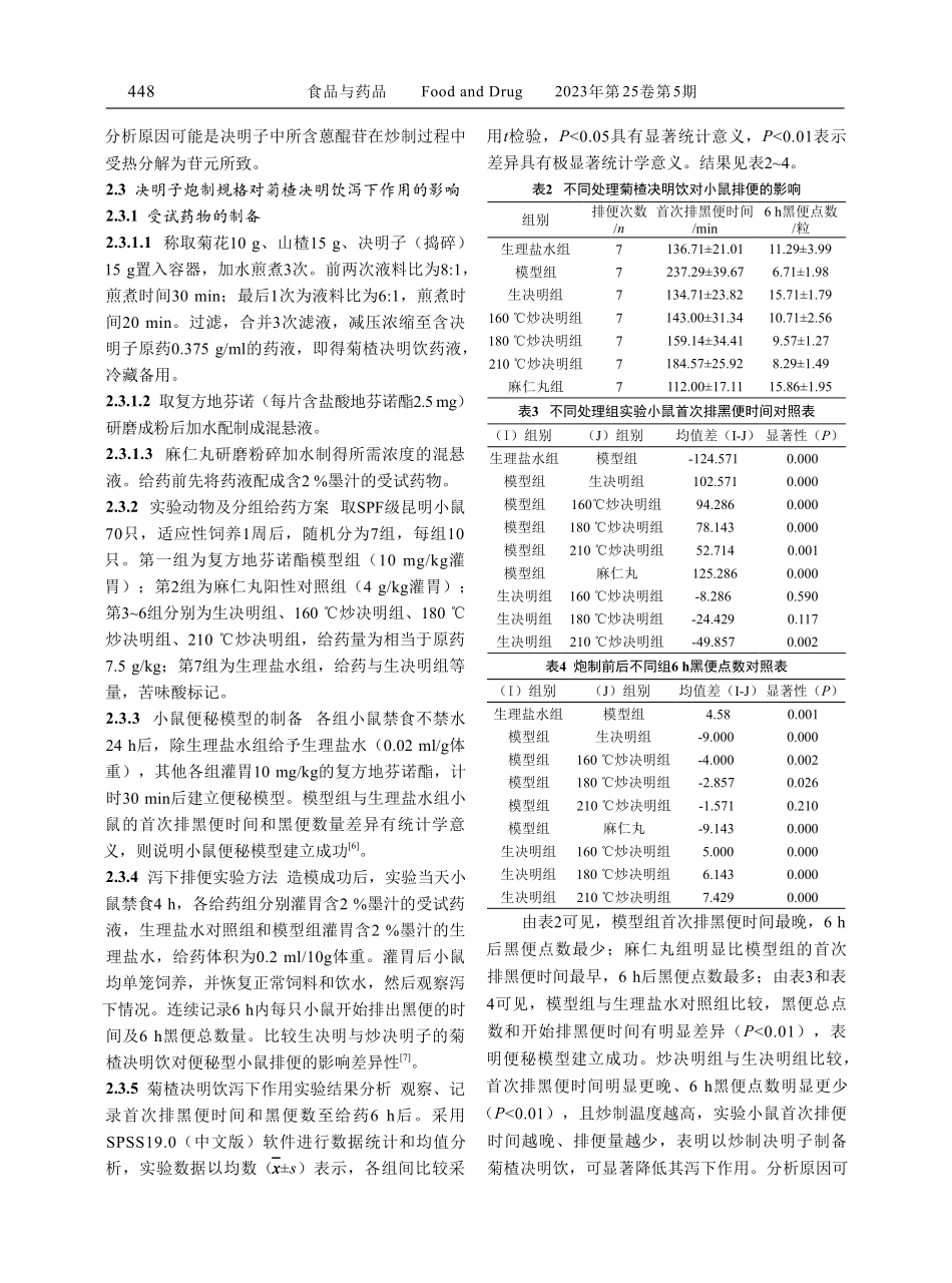 决明子炮炙前后对菊楂决明饮有效成分及泻下作用的影响.pdf_第3页
