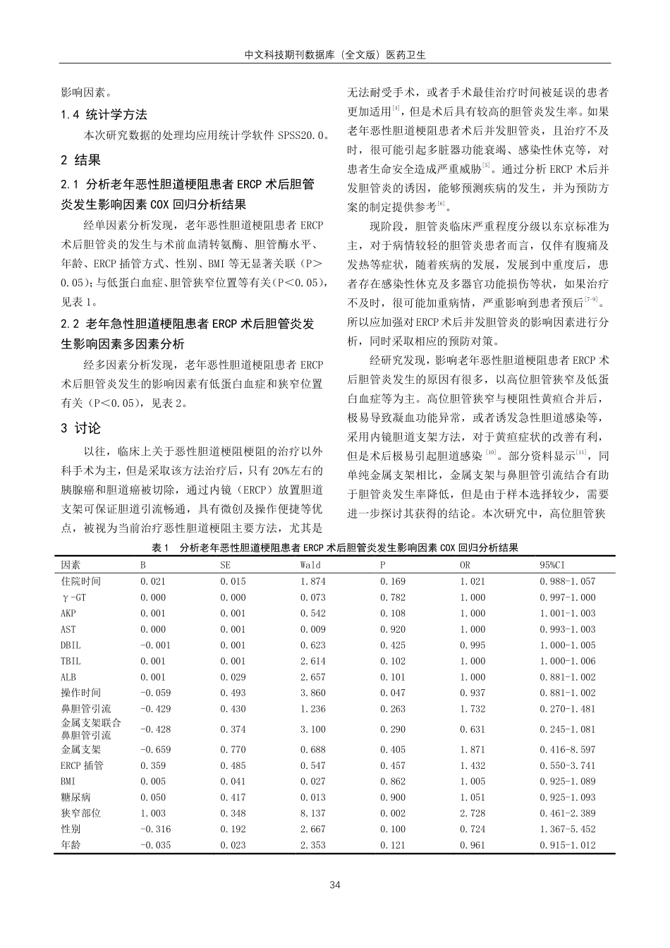 老年恶性胆道梗阻患者ERCP术后发生胆管炎的影响因素分析.pdf_第2页