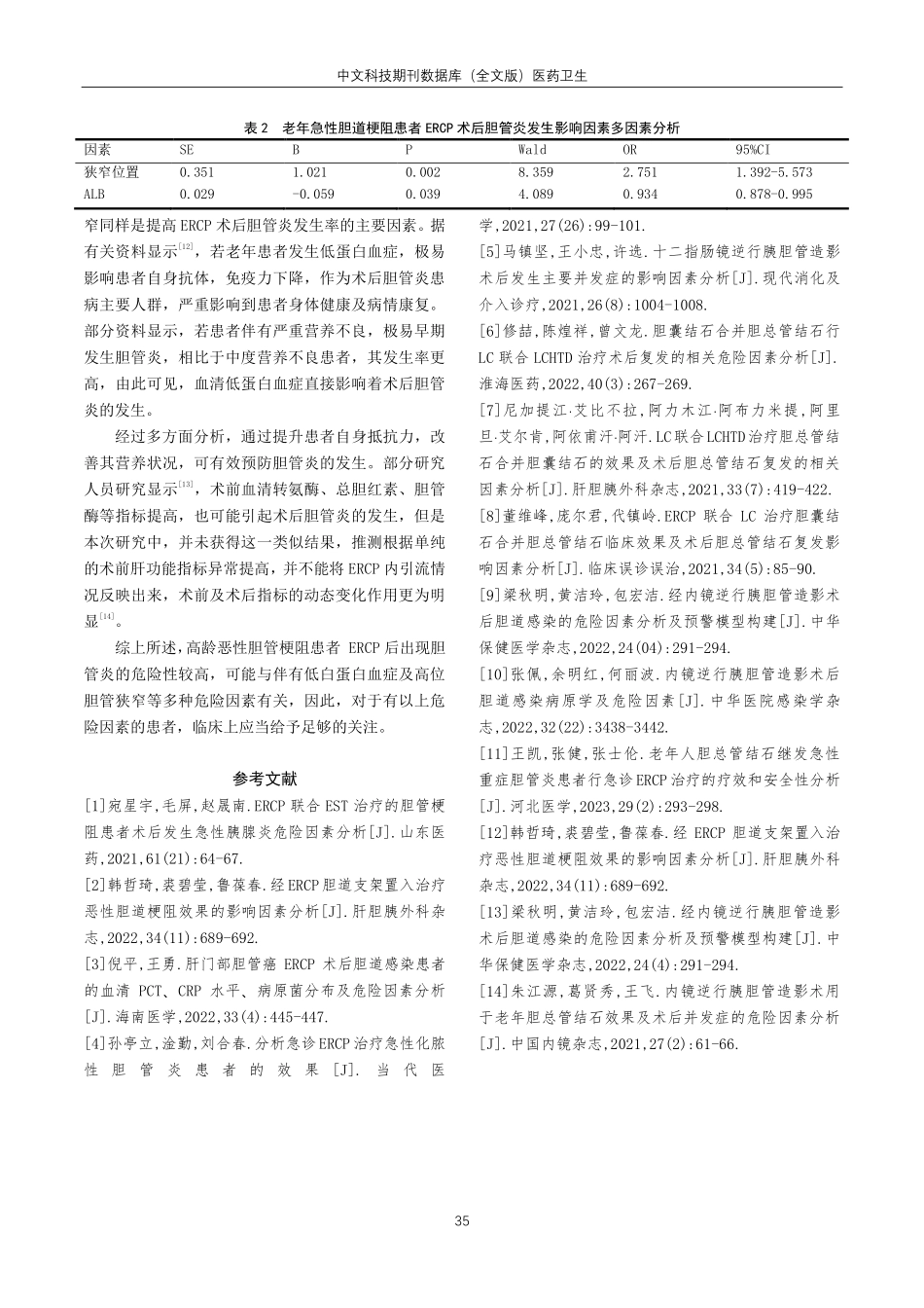 老年恶性胆道梗阻患者ERCP术后发生胆管炎的影响因素分析.pdf_第3页