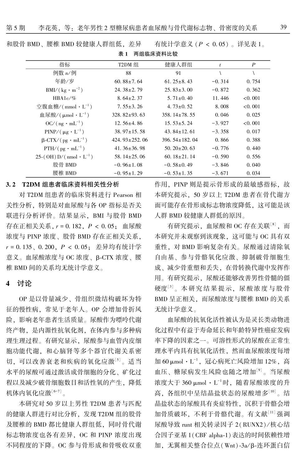 老年男性2型糖尿病患者血尿酸与骨代谢标志物、骨密度的关系.pdf_第3页