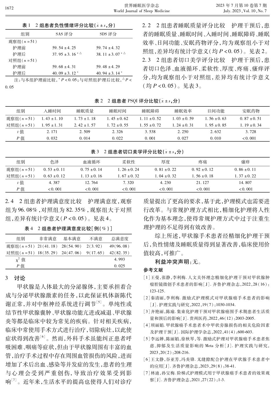精细化护理用于甲状腺手术患者术后改善负性情绪和睡眠的效果研究.pdf_第3页