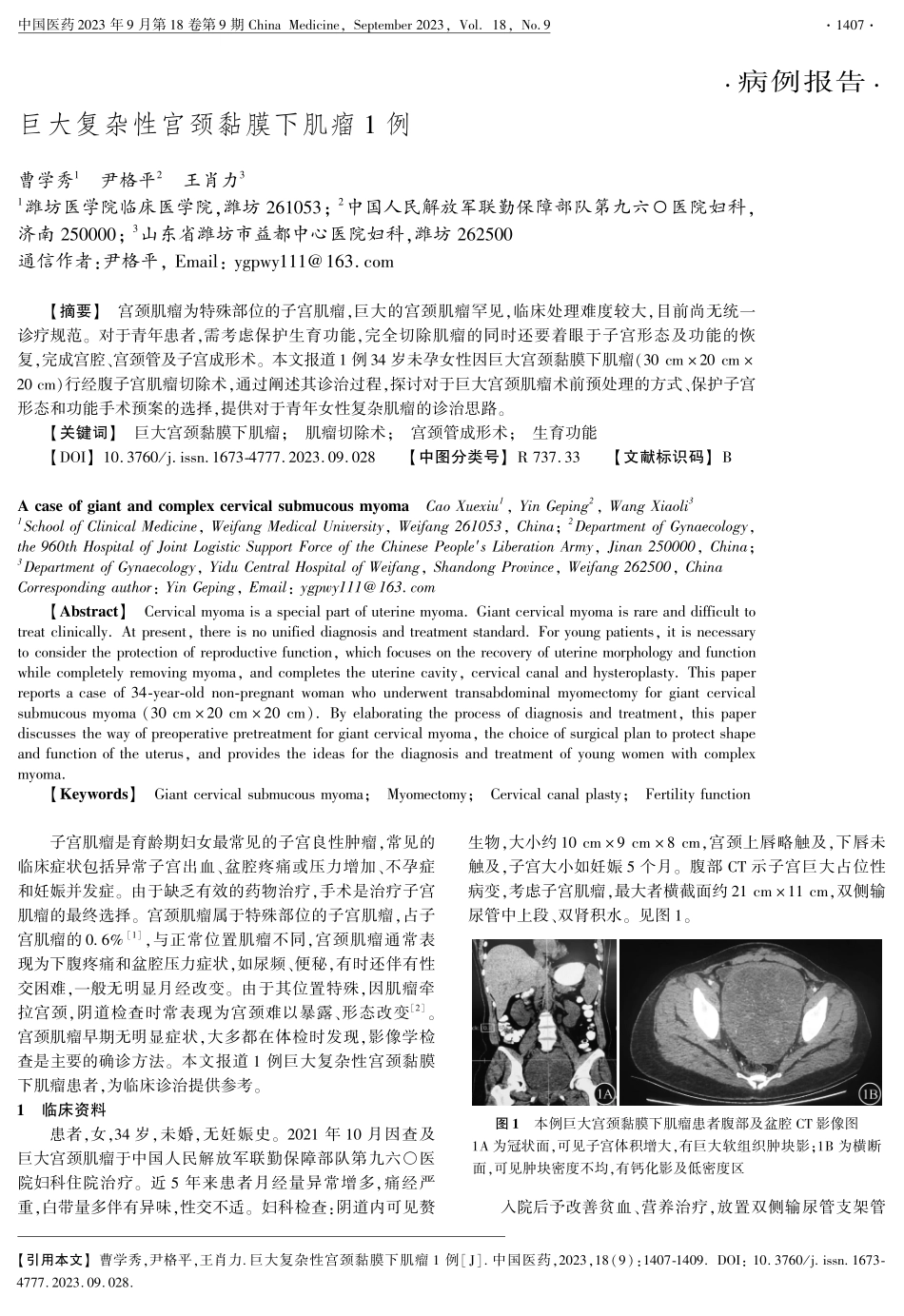 巨大复杂性宫颈黏膜下肌瘤1例.pdf_第1页