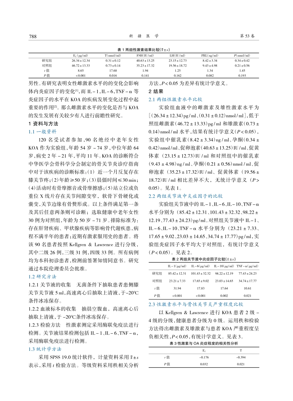 绝经后女性雌激素及炎症因子对膝关节骨性关节炎的影响.pdf_第2页