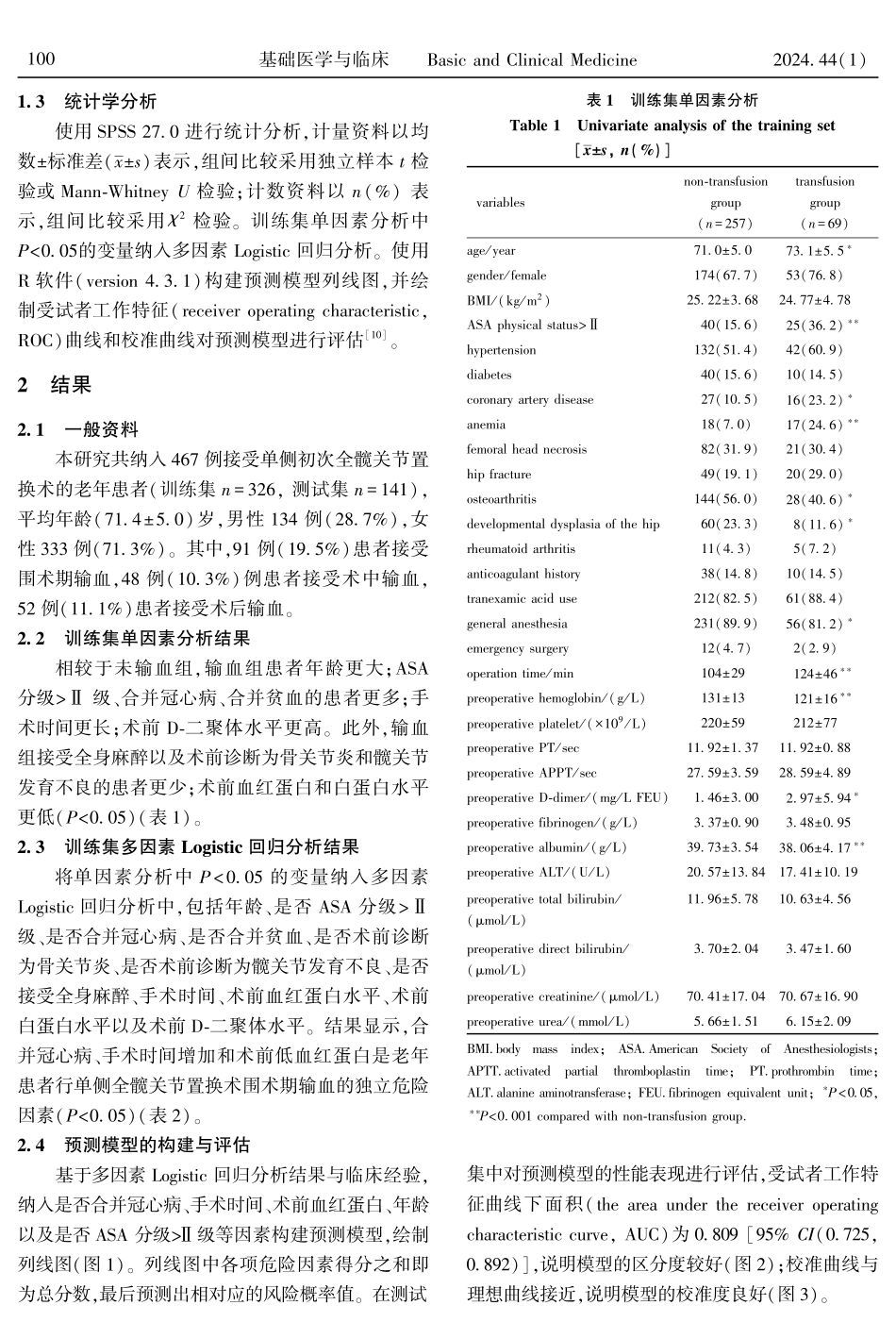 老年单侧全髋关节置换术围术期输血风险预测模型的构建.pdf_第3页