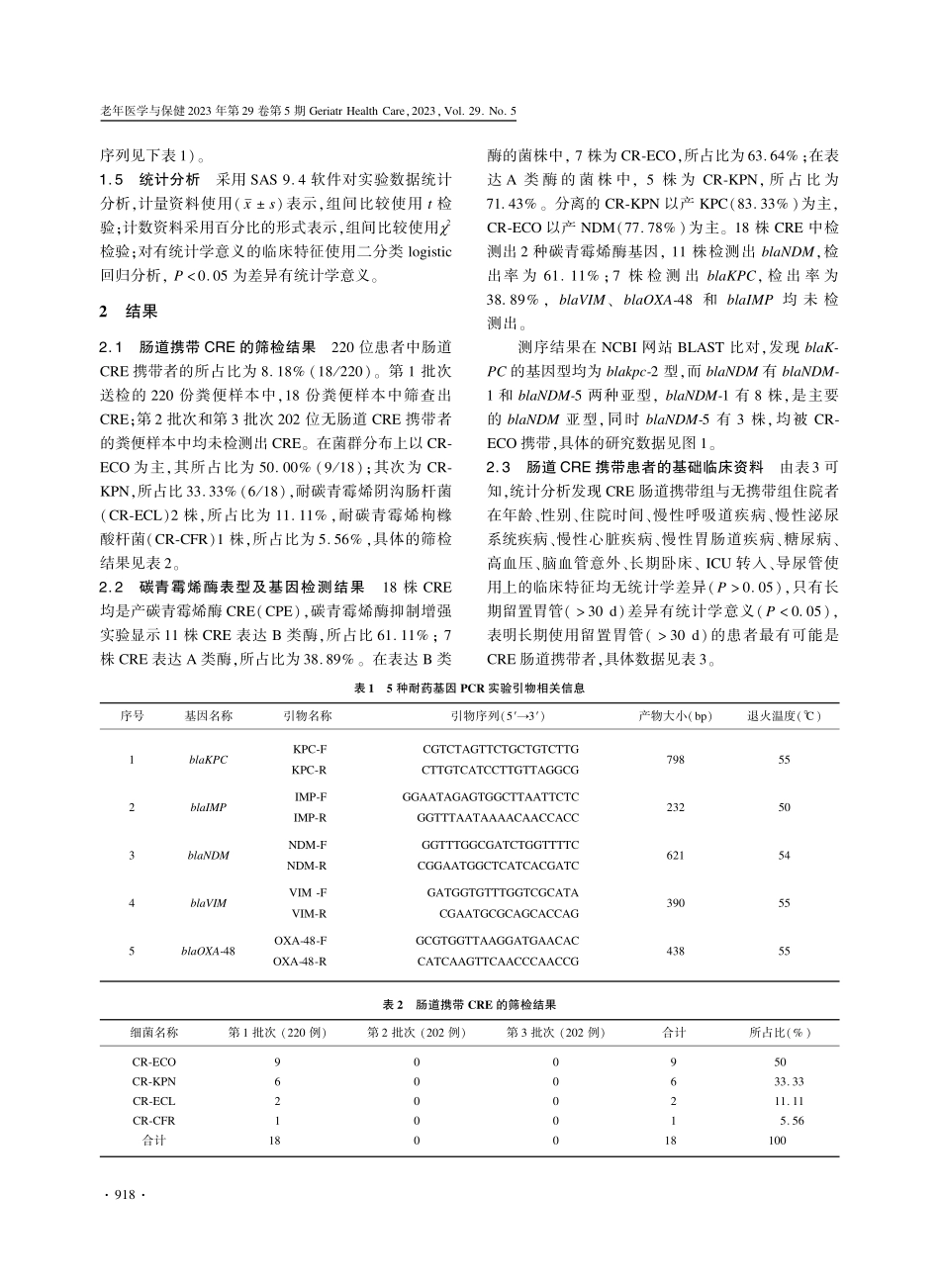 老年护理医院长期住院患者肠道耐碳青霉烯类肠杆菌携带分析.pdf_第3页