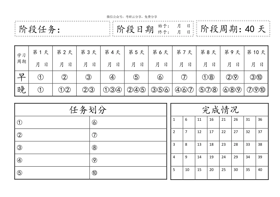艾宾浩斯遗忘曲线-计划表-专业课40天.pdf_第1页