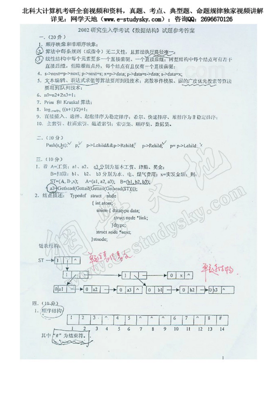 北科大2002年《数据结构》考研真题答案.pdf_第1页
