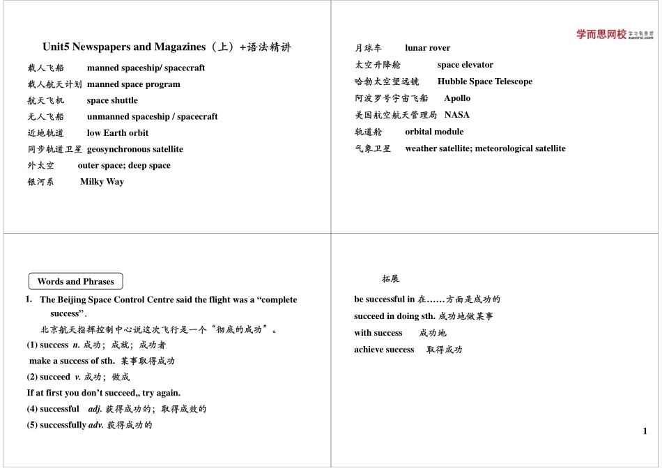 Unit5 Newspapers and Magazines（上）+语法精讲.pdf_第1页