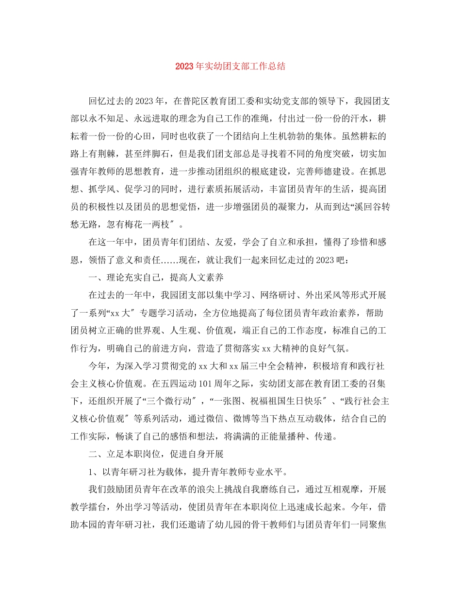 2023年实幼团支部工作总结范文.docx_第1页