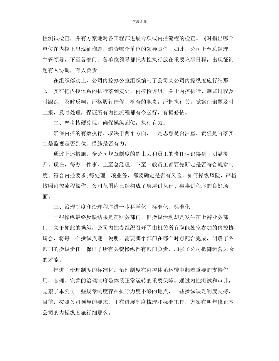 2023年工作总结公司内部控制工作总结汇报范文.docx_第2页
