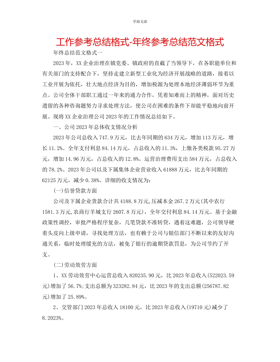 2023年工作总结格式终总结格式范文.docx_第1页