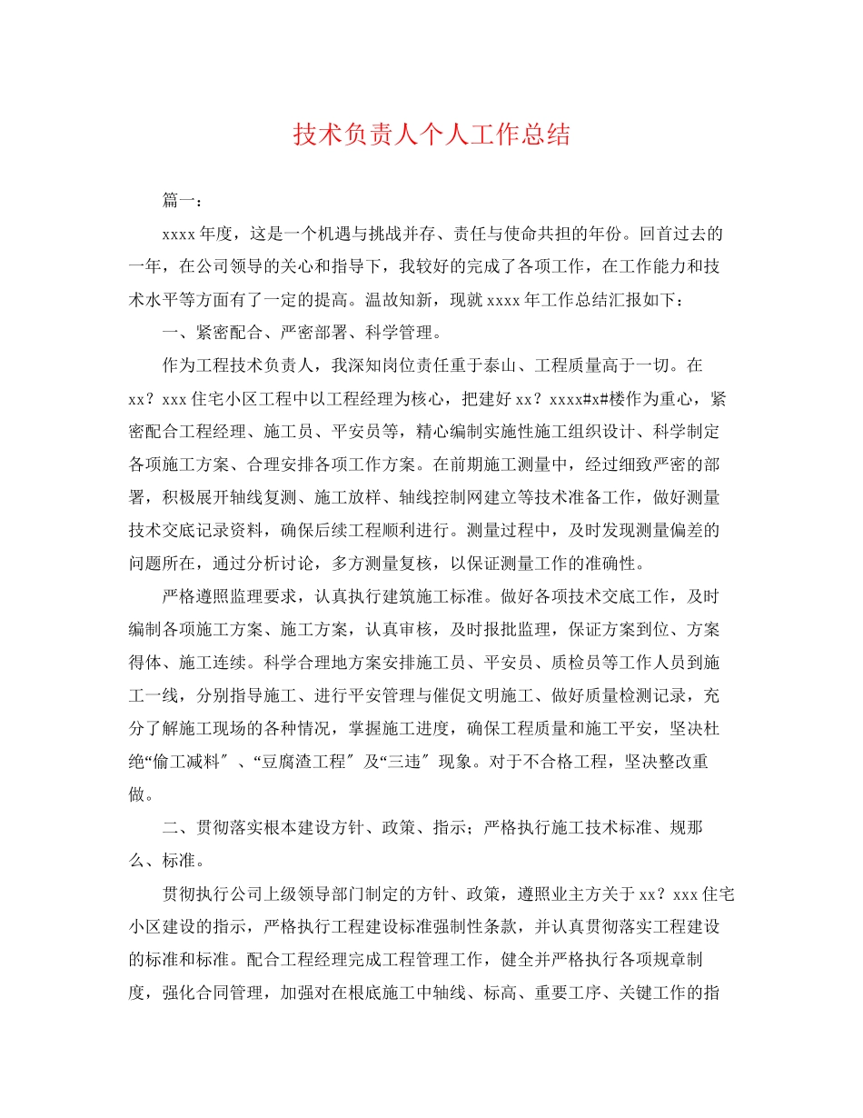 2023年技术负责人个人工作总结2范文.docx_第1页