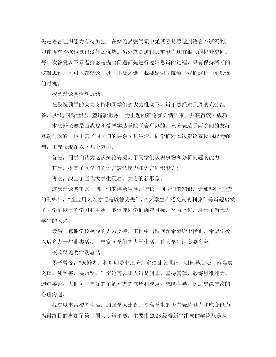 2023年校园辩论赛活动总结精选3篇范文.docx_第2页
