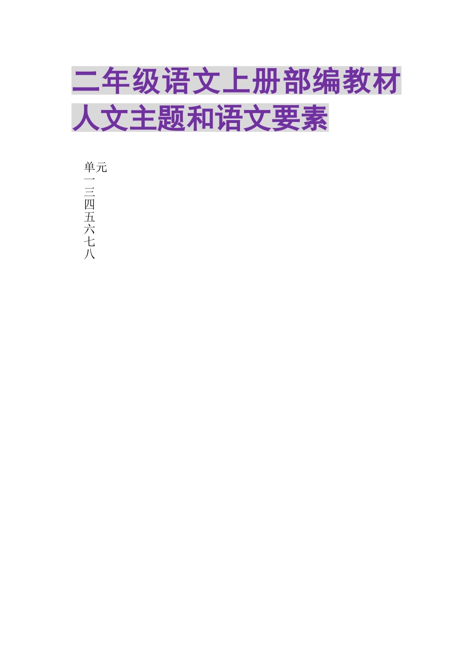 2023年二年级语文上册部编教材人文主题和语文要素.doc_第1页
