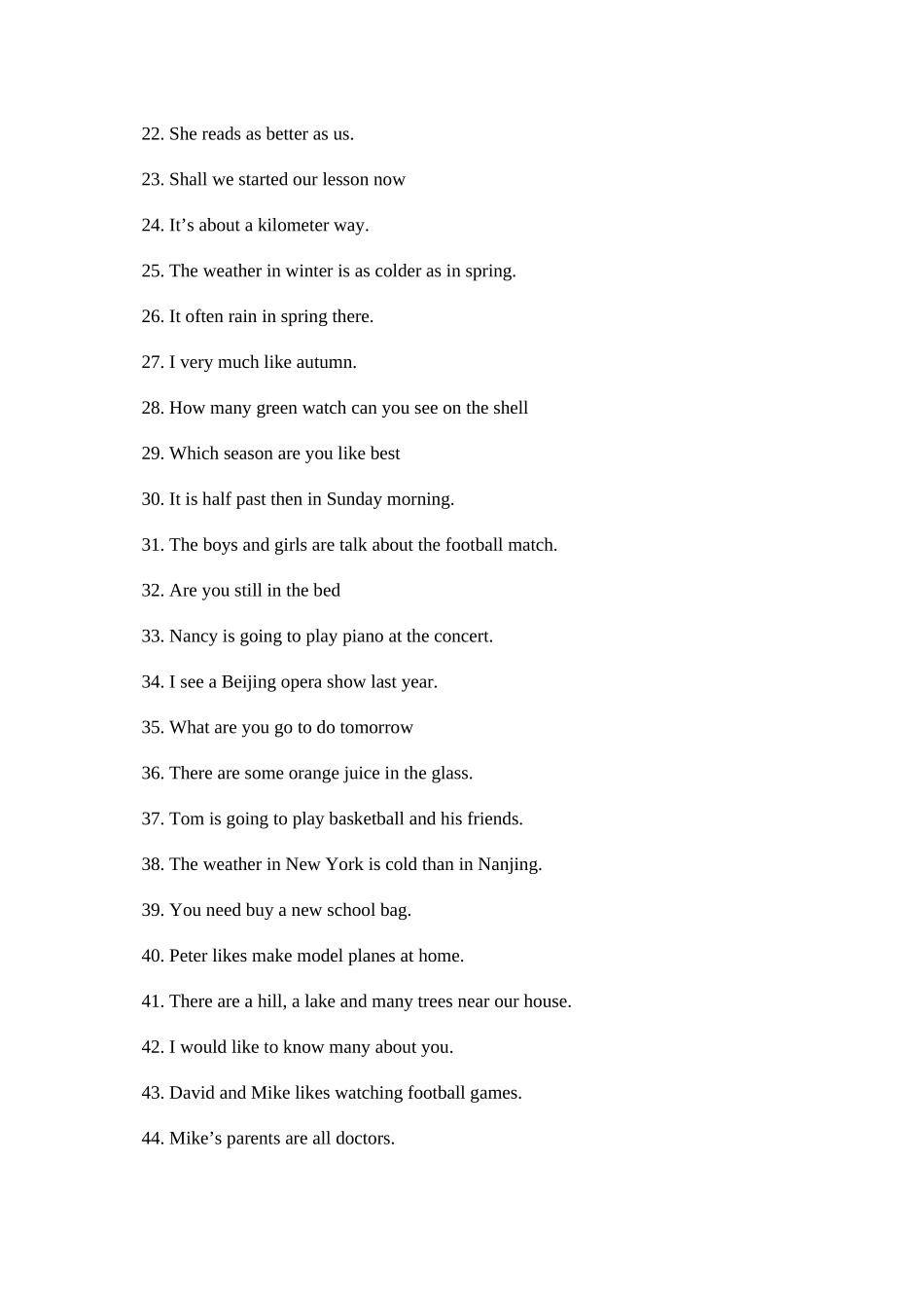 2023年牛津小学英语6B复习题改错题.docx_第2页