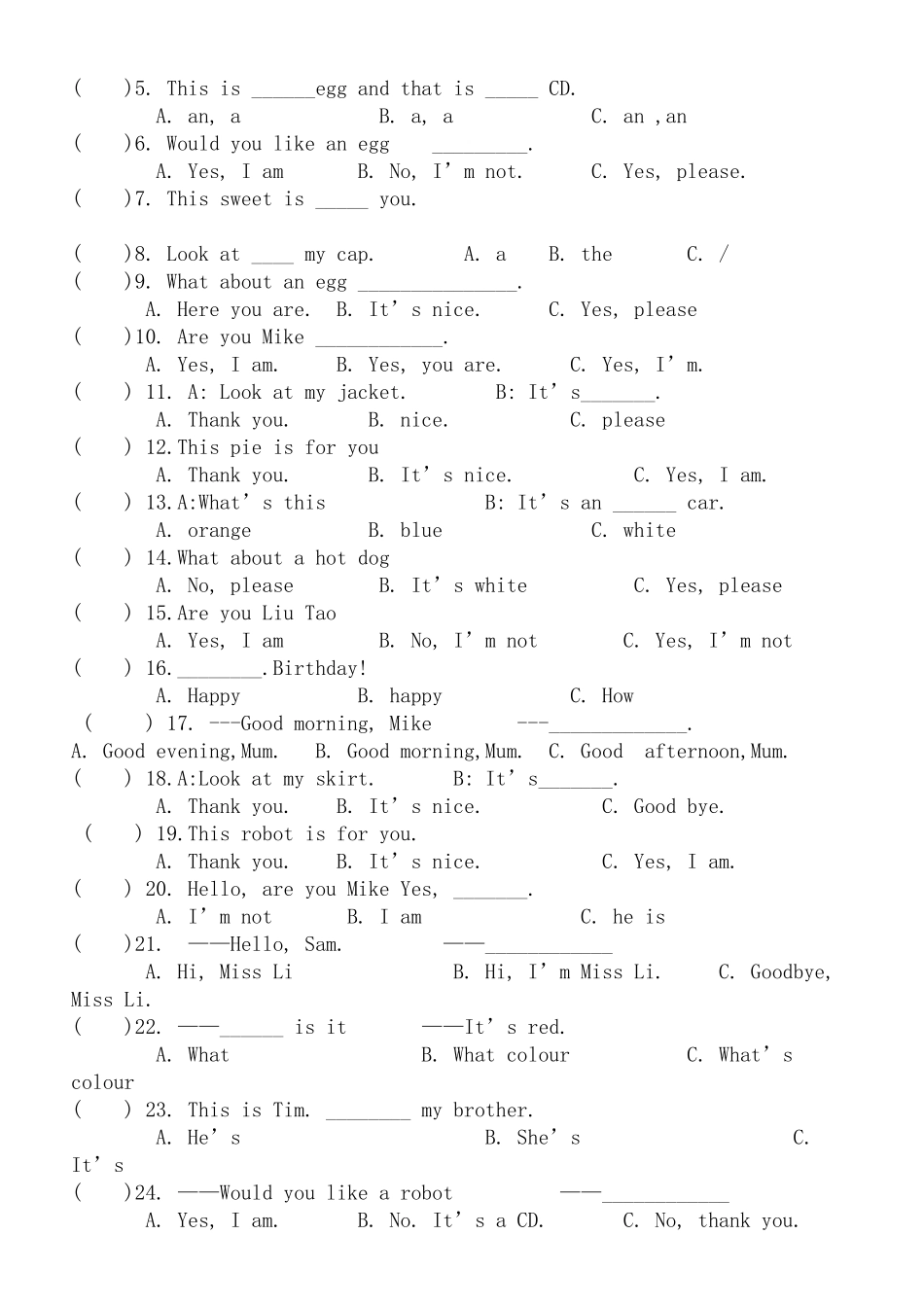 2023年译林版三年级英语上册期末分类复习题2.docx_第3页