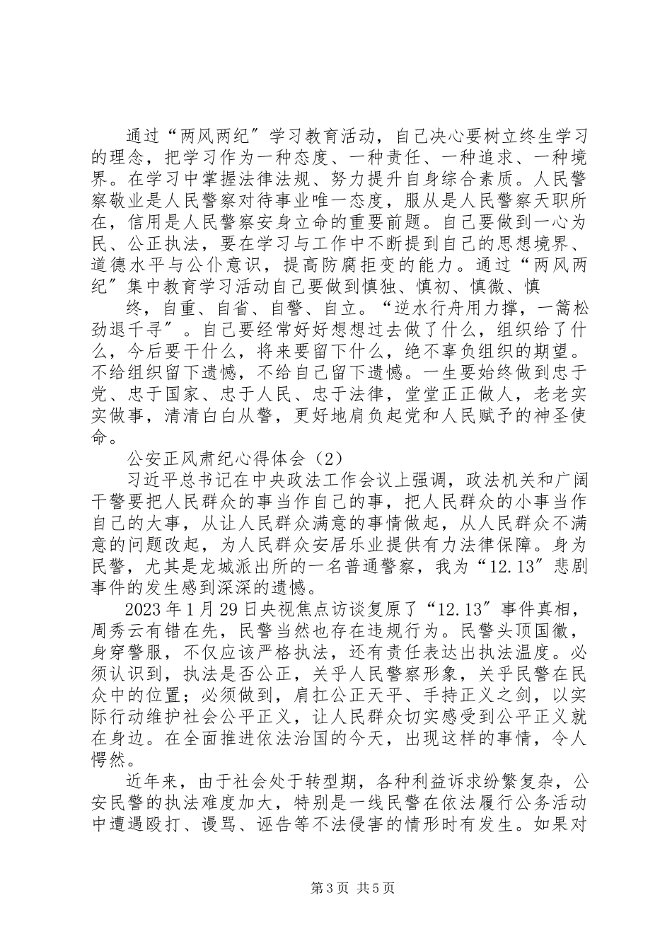 2023年公安正风肃纪心得.docx_第3页