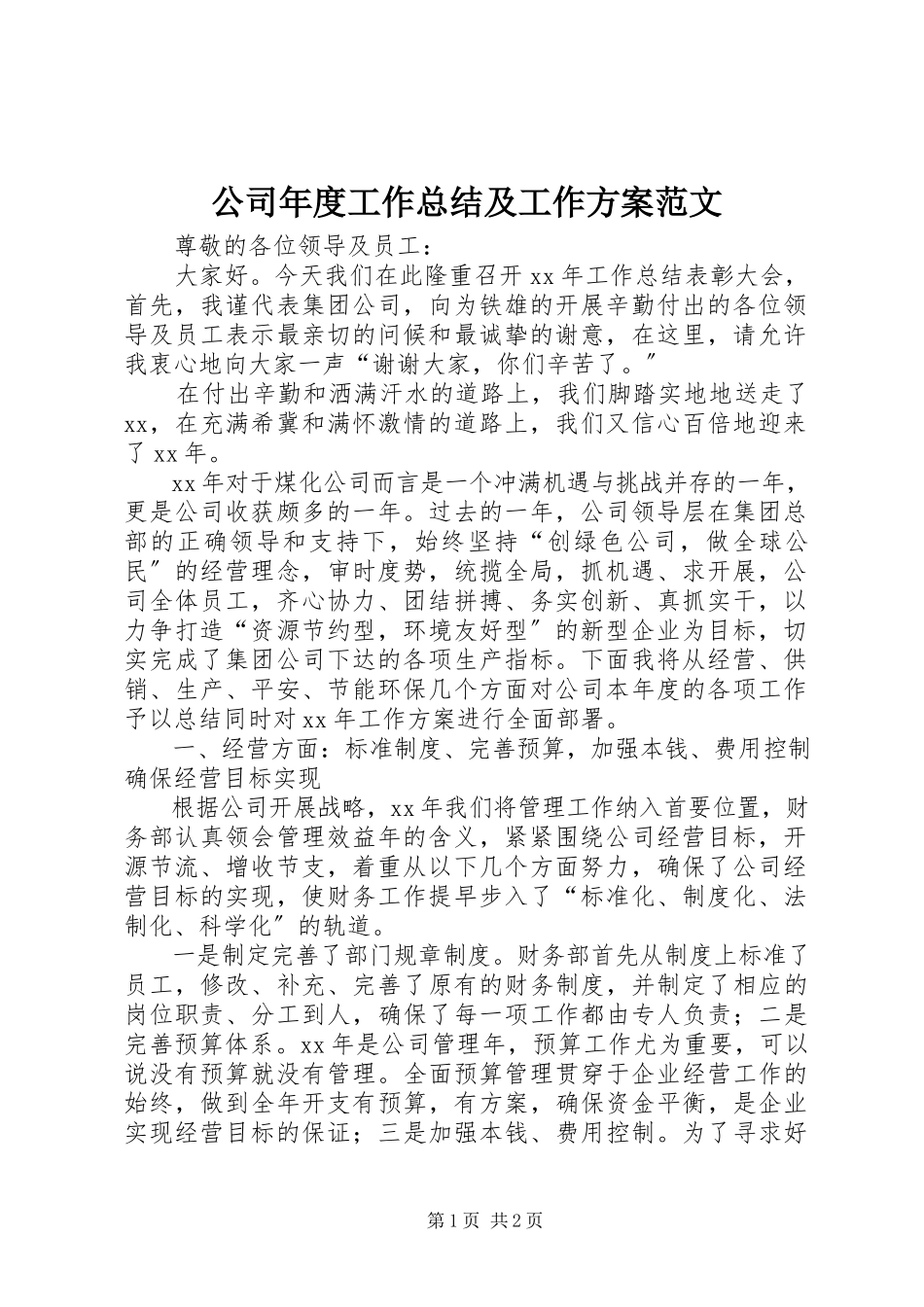 2023年公司年度工作总结及工作计划.docx_第1页