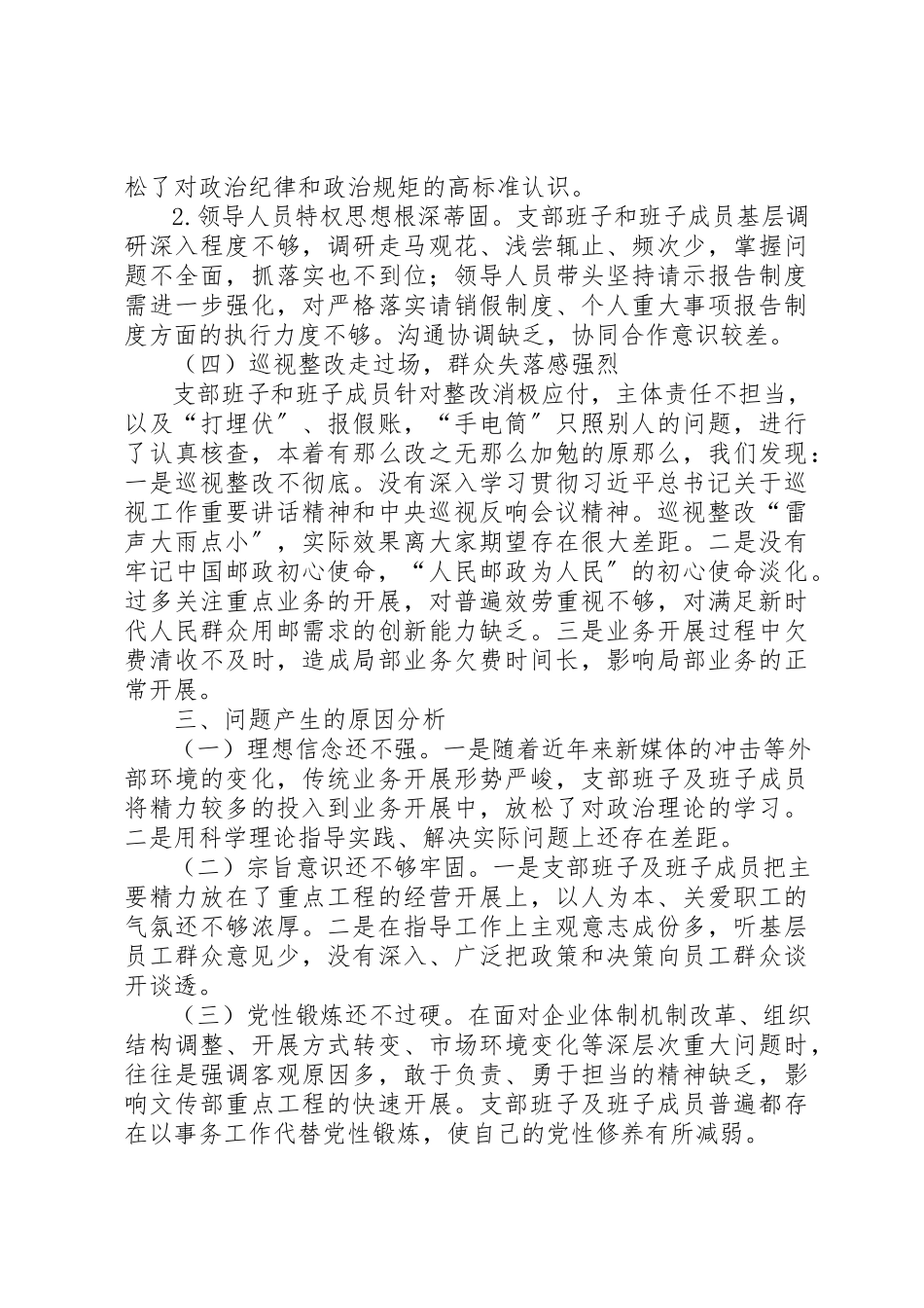 2023年党支部巡视整改专题民主生活会的汇报材料.docx_第3页
