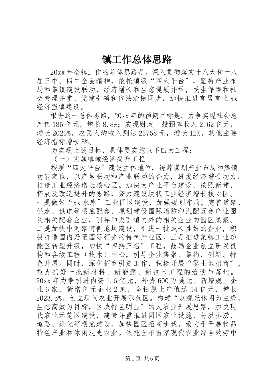 2023年镇工作总体思路.docx_第1页